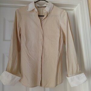 Retro tan/white striped blouse (see photos)